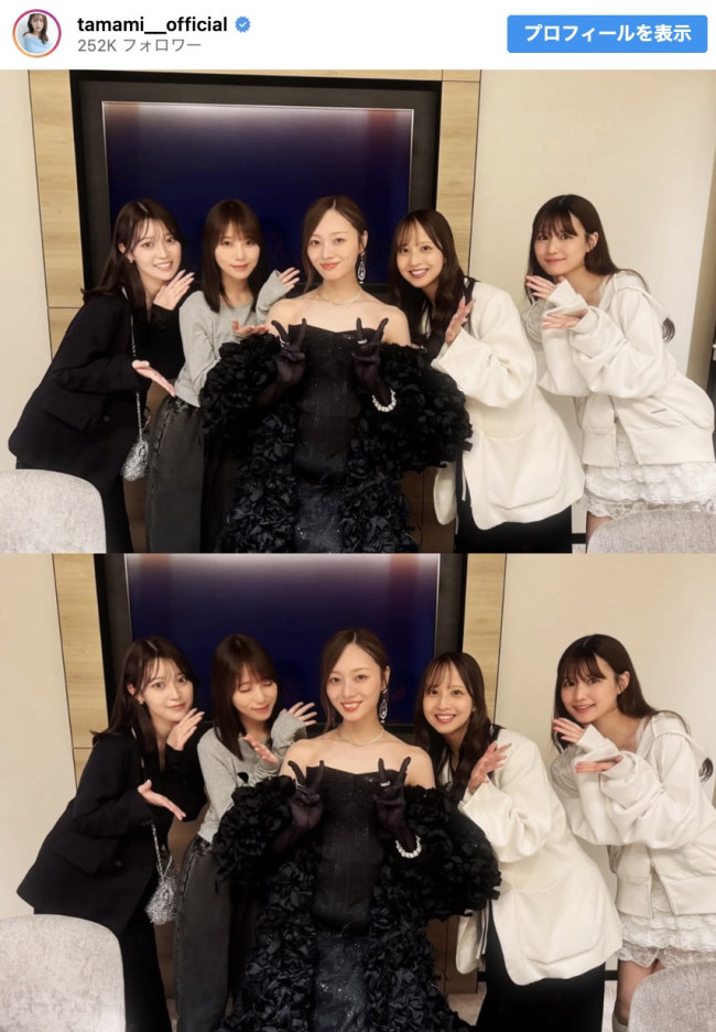 （左から）阪口珠美、与田祐希、梅澤美波、佐藤楓、中村麗乃　※「阪口珠美」インスタグラム
