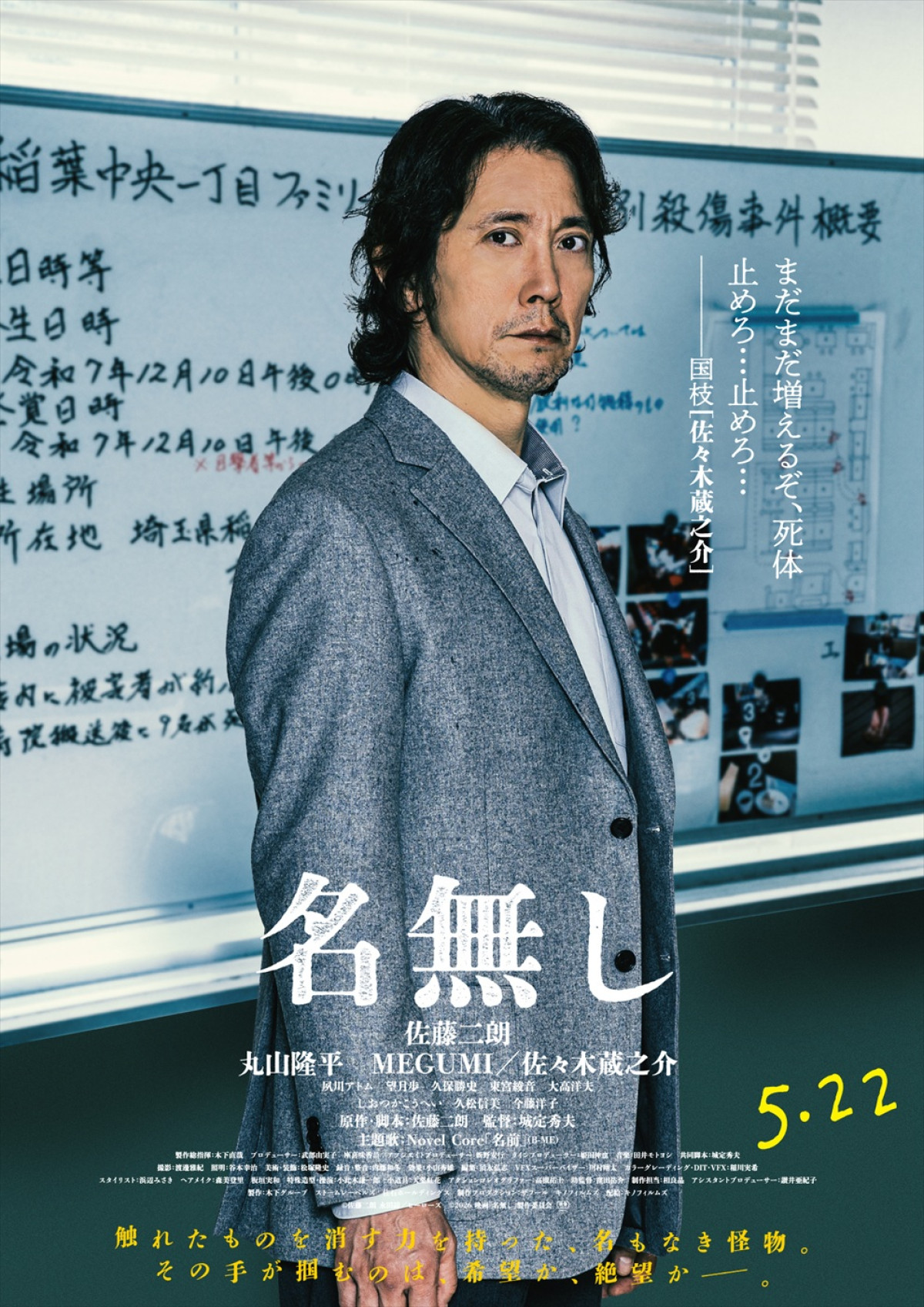 『名無し』佐藤二朗・丸山隆平・MEGUMI、佐々木蔵之介、それぞれの感情がにじみ出るキャラポス＆映像解禁
