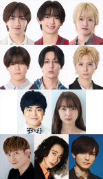 EX THEATER ARIAKE OPENING LINEUP『百鬼夜鏡』に出演する（上から1段目左から）川崎皇輝、内村颯太、元木湧、（2段目左から）北川拓実、安嶋秀生、松尾龍、（3段目左から）加藤諒、西田ひらり、（4段目左から）松崎祐介、戸塚祥太、薮宏太