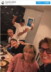小室哲哉に所ジョージ、木梨憲武、ヒロミが集う飲み会　※「ヒロミ」Instagram