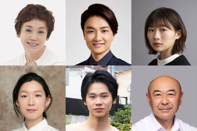 舞台『果てない～甦る母篇』に出演する（上段左から）大竹しのぶ、井上芳雄、伊藤沙莉（下段左から）江口のりこ、名村辰、高橋克実