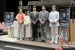 舞台『呪怨 THE LIVE ‐再念‐』囲み取材に登場した（左から）松本利夫、生駒里奈、松島庄汰、有野晋哉、杉本琢弥