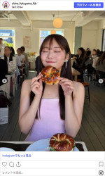 韓国でお気に入りのベーグル店を満喫する福井テレビの福山千奈アナ　※「福山千奈」Instagram