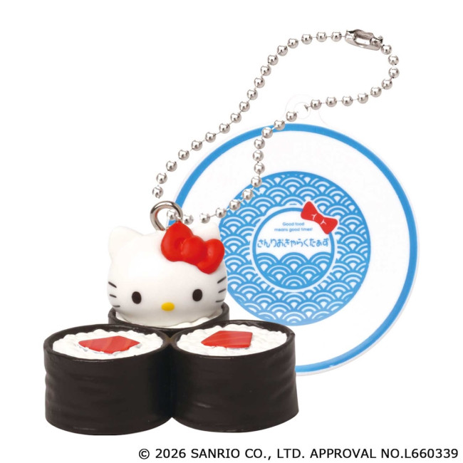 サンリオキャラクターズが“お寿司”に変身！　お皿のチャーム付き「カプセルトイ」全6種登場