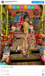 昨年フリーになった中川安奈アナは黄色地の豪華着物姿を披露　※「中川安奈」インスタグラム