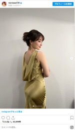 谷まりあ、背中ざっくりゴージャスなドレス姿　※「谷まりあ」Instagram