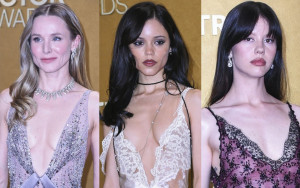 第32回アクター賞レッドカーペットに登場した（左から）クリステン・ベル、ジェナ・オルテガ、ミア・ゴス