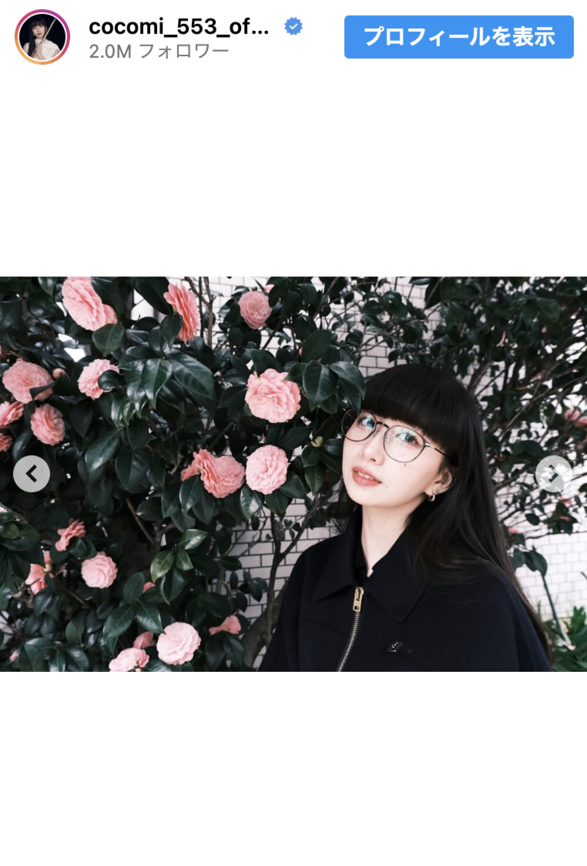 Cocomi、ブラックコーデのお花見ショットが美しすぎ