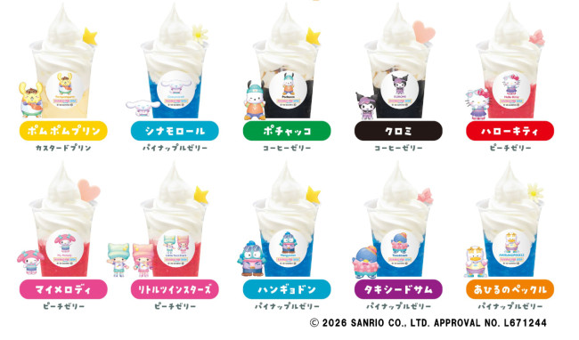 不二家、サンリオの世界観を表現したサンデー発売！　ポムポムプリンの顔型タルトもネット限定で登場