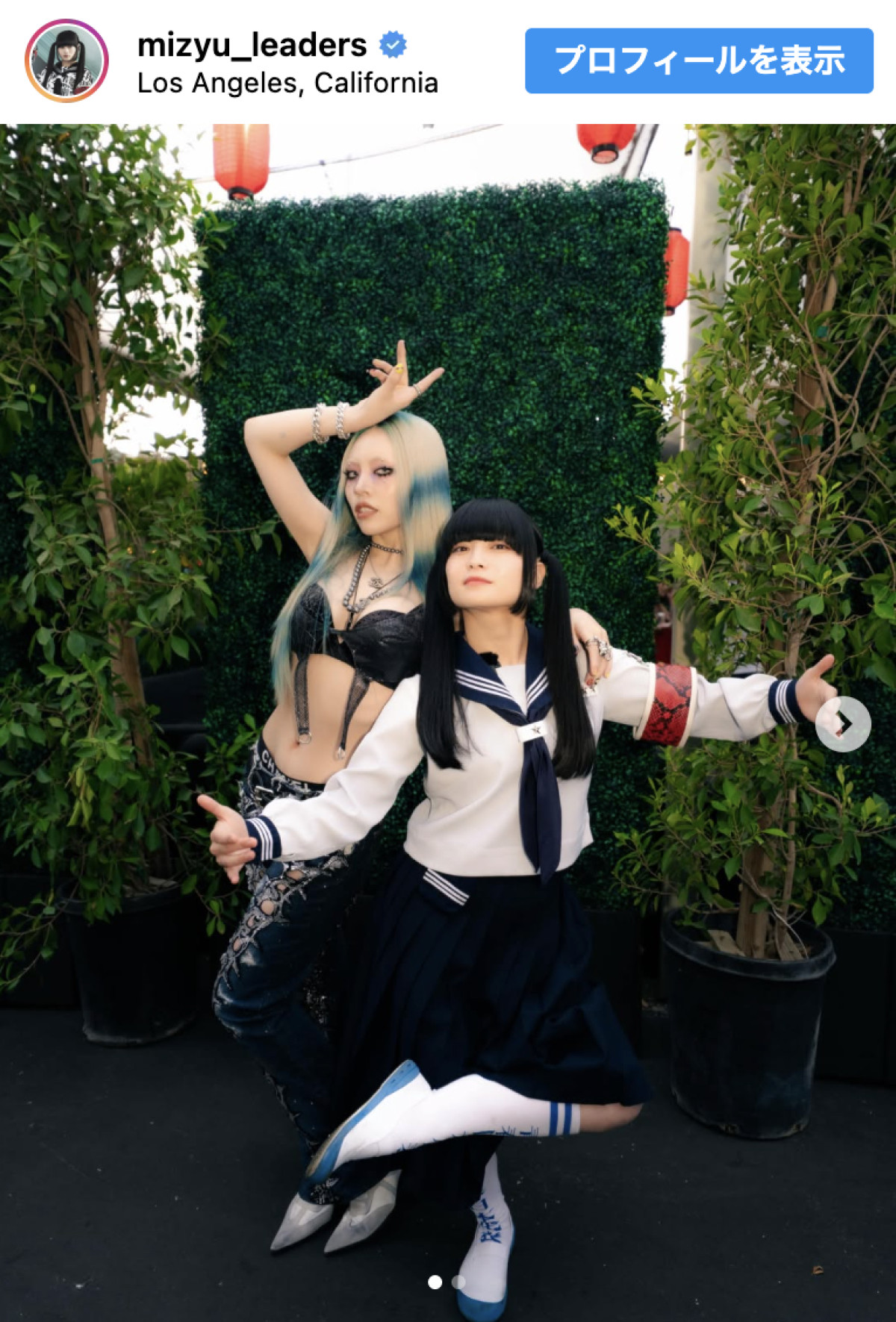 （写真左から）ちゃんみな、MIZYU　※「新しい学校のリーダーズ・MIZYU」Instagram