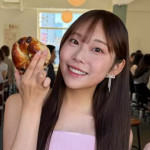 韓国でお気に入りのベーグル店を満喫する福井テレビの福山千奈アナ　※「福山千奈」Instagram
